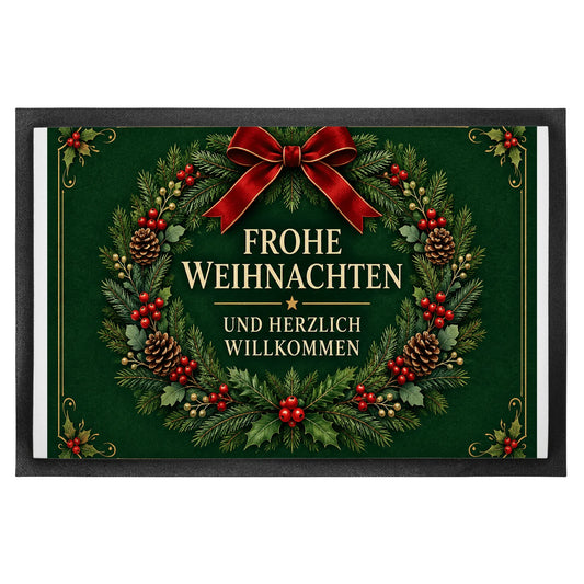 Festliche Fußmatte zu Weihnachten mit Weihnachtskranz|p:2013009|h:84116cfb6d388277640751f780f39db5