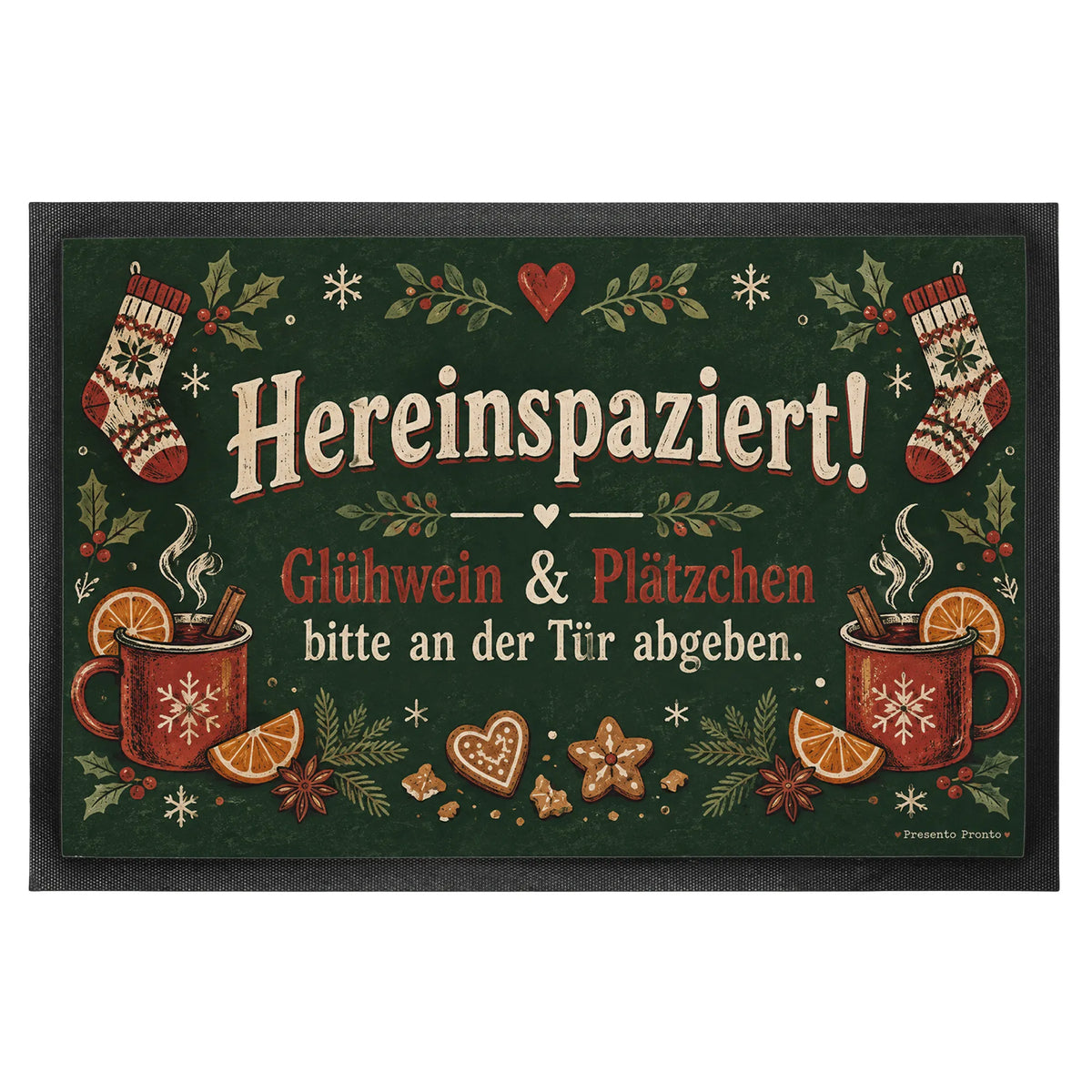 Lustige Fußmatte zu Weihnachten mit Glühweintassen|p:2013012|h:0f1fac5474d867b8ec3364b0b315283a