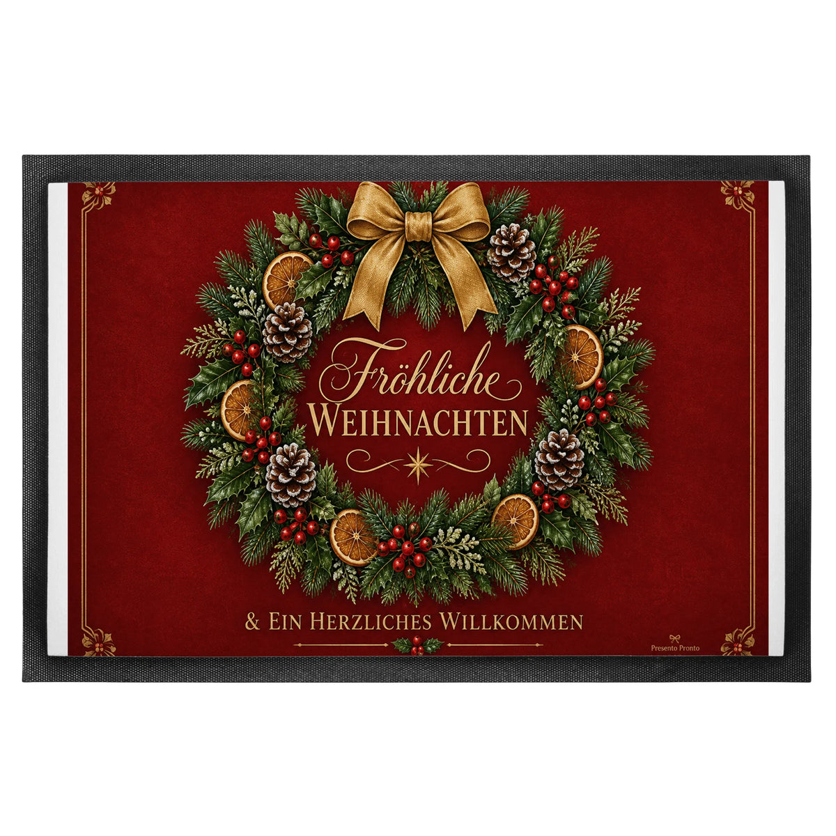 Herzliche Fußmatte zu Weihnachten mit Tannenkranz|p:2013021|h:576e53130d90dd9180041c73ea7fdfd2