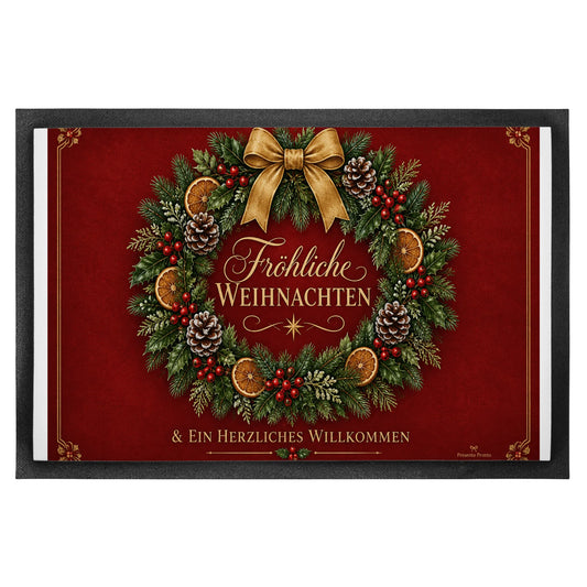 Herzliche Fußmatte zu Weihnachten mit Tannenkranz|p:2013021|h:576e53130d90dd9180041c73ea7fdfd2
