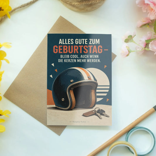 Coole Geburtstagskarte für Männer mit Motorradhelm|p:2013023|h:6da9bb4610bf65584cd6bb81f881a0f9