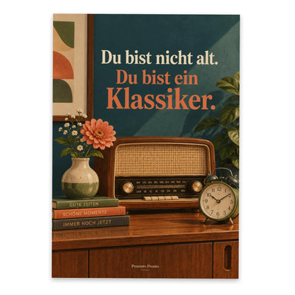 Lustige Postkarte zum Geburtstag mit Tischradio|p:2013042|h:caa08f4e4afddba8d3ee77160f0610f7