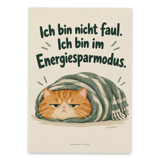 Lustige Postkarte für Katzenfreunde mit eingewickelter Katze|p:2013044|h:0185d57a339843b45c85000291006a38