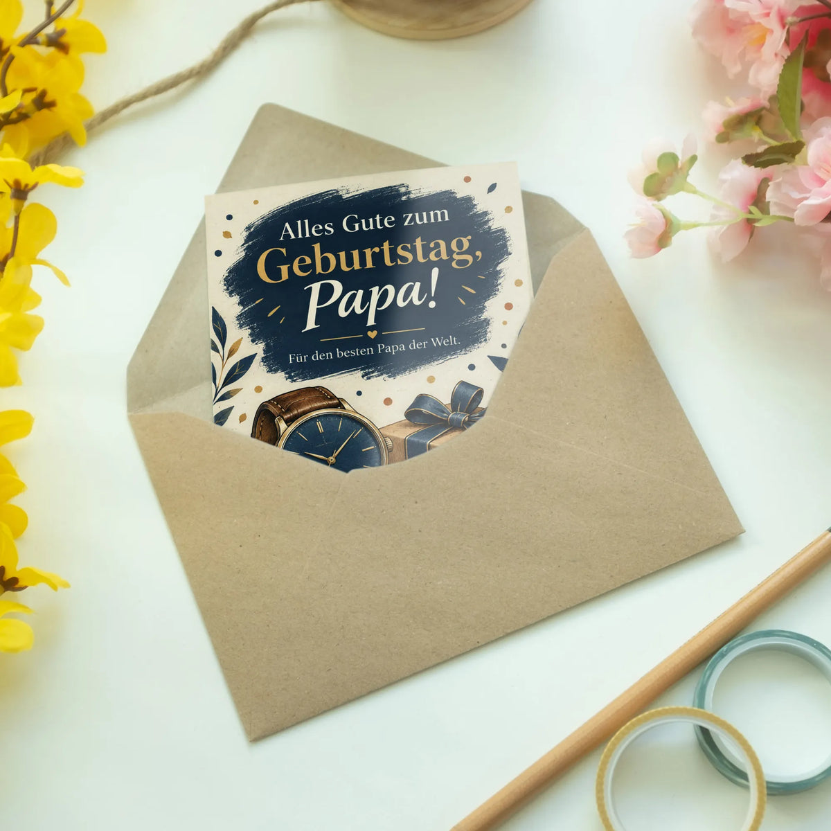Elegante Geburtstagskarte für Papa mit Armbanduhr|p:2013051|h:01b6ca18acbb0cd4f707f8d6f3d83c3c