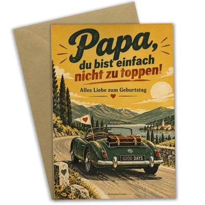 Liebevolle Geburtstagskarte für Papa mit nostalgischem Oldtimer|p:2013052|h:c6ef5bf623b8306454bc909261d807df