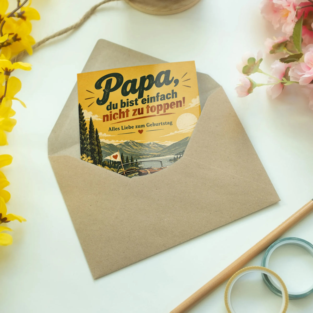 Liebevolle Geburtstagskarte für Papa mit nostalgischem Oldtimer|p:2013052|h:4453ba92df89399cf68b070961d31606