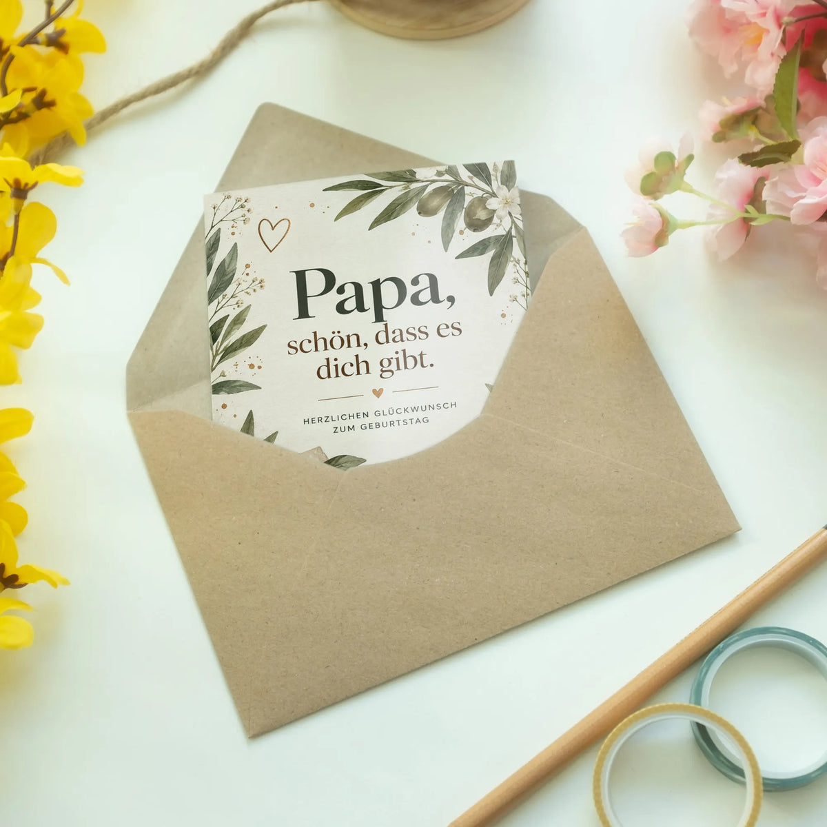 Liebevolle Geburtstagskarte für Papa mit Olivenzweigen|p:2013056|h:3018a0454cf0440b628c2312e7405e1f