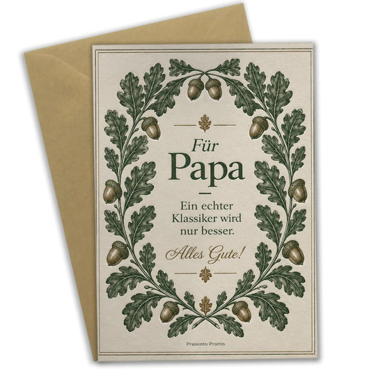 Elegante Geburtstagskarte für Papa mit Eichenblättern|p:2013080|h:572b514b30b6b78382602984863821e3