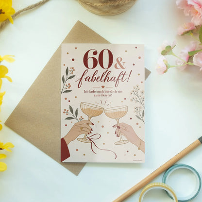 Festliche Einladungskarten zum 60. Geburtstag für Frauen mit Sektgläsern|p:2013091|h:aedaf3640c3b03c97cff5b18180afd87