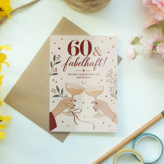 Festliche Einladungskarten zum 60. Geburtstag für Frauen mit Sektgläsern|p:2013091|h:aedaf3640c3b03c97cff5b18180afd87