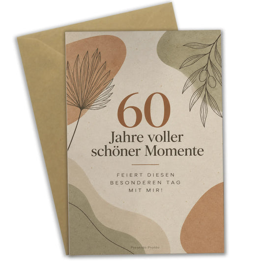 Elegante Einladungskarten zum 60. Geburtstag für Frauen in Erdtönen|p:2013092|h:ec35a725ce2bf6c19e0cda5a063d650d