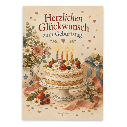 Herzliche Grußkarte zum Geburtstag mit Torte|p:2013094|h:6fca0c53ca2c31ac295e6b4be42c18a3