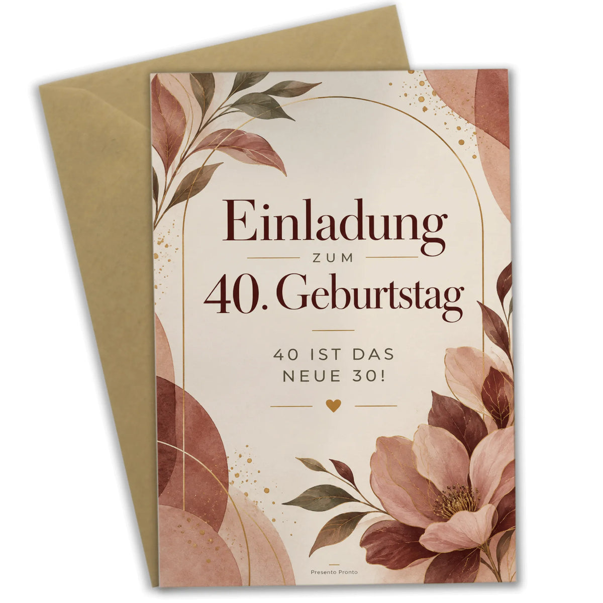 Elegante Einladungskarten zum 40. Geburtstag für Frauen in Rosé|p:2013110|h:2326eb433fbcdaaa5a8374a056f843de