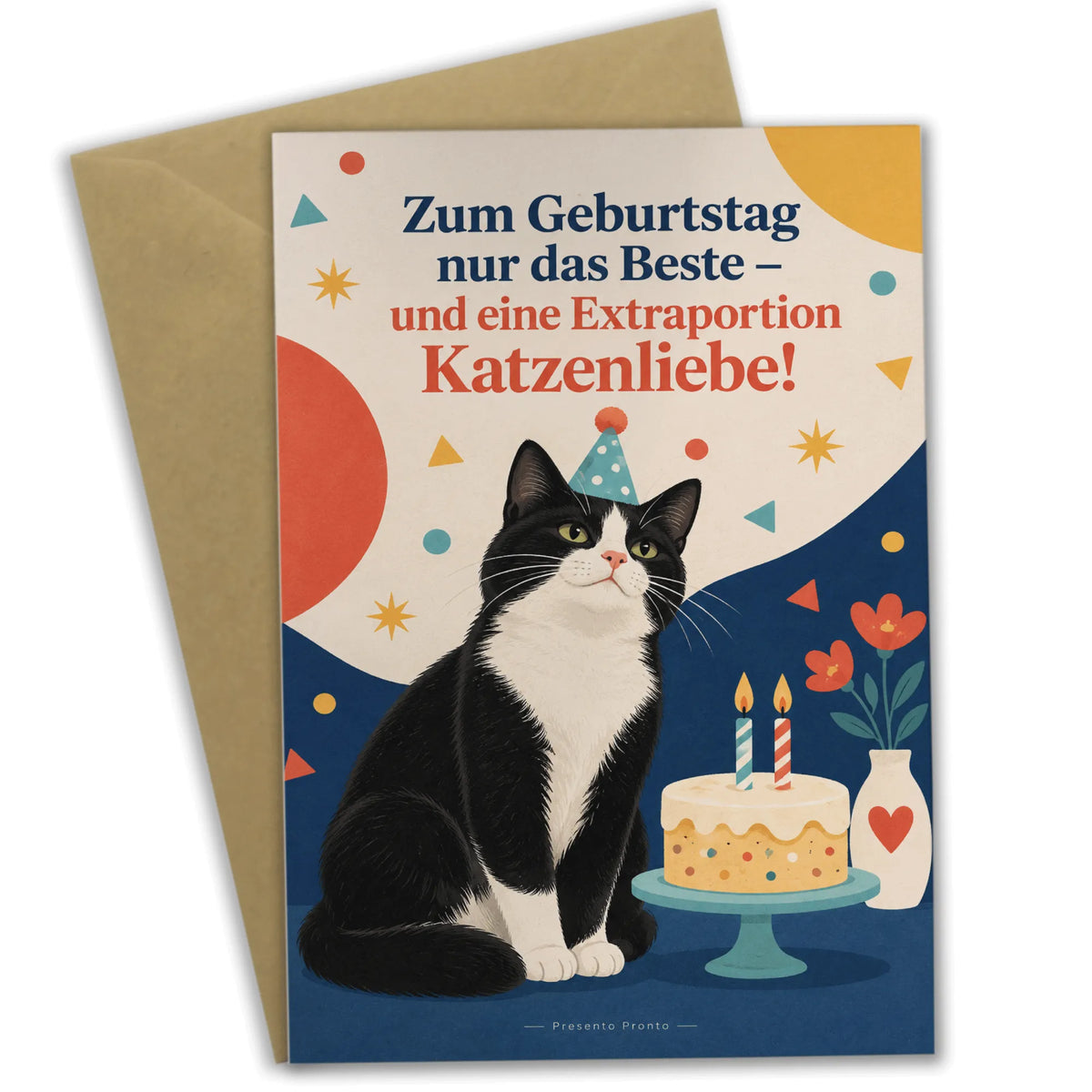 Süße Geburtstagskarte mit Katze und Partyhut|p:2013112|h:ef2ffe00f03281a9ccc79d0e93f2e22b