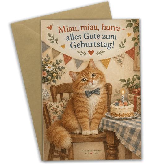 Lustige Geburtstagskarte mit orangefarbener Katze|p:2013113|h:48db515d8e12d2e0cc6c1f636ef72bc8