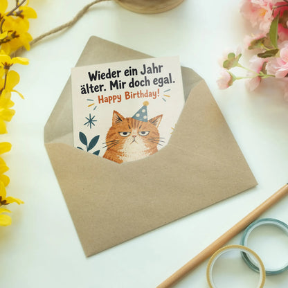 Lustige Geburtstagskarte mit grummeliger Katze|p:2013115|h:990c7ca340fbad4dd4ab7e64bbbc57e6