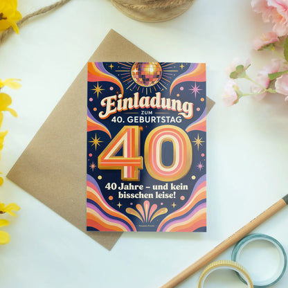Lustige Einladungskarten zum 40. Geburtstag für Frauen mit Discofarben|p:2013118|h:7b2dd9cdfa7ab056c2f70bba0494cb36