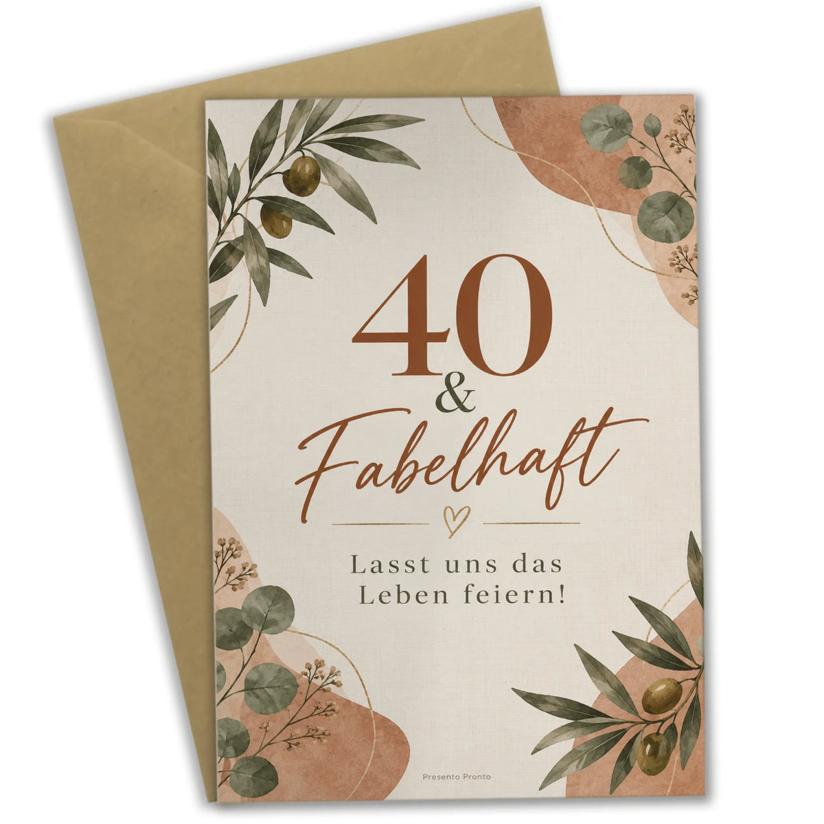 Elegante Einladungskarten zum 40. Geburtstag für Frauen mit Olivenzweigen|p:2013120|h:974706ccdc2a3d6718a52a154240c151