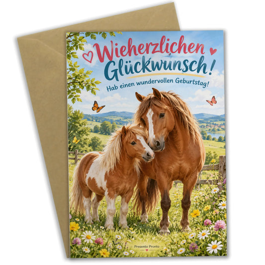Lustige Geburtstagskarte für Pferdefans mit Pony und Pferd|p:2013133|h:1dc78461bfacece10297fad920938c67