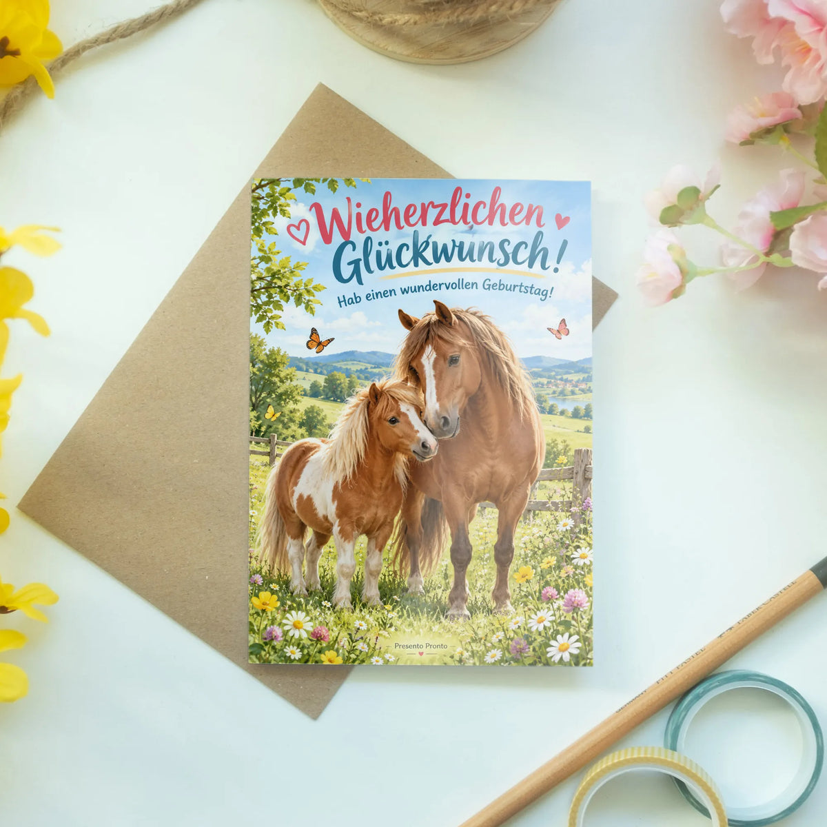 Lustige Geburtstagskarte für Pferdefans mit Pony und Pferd|p:2013133|h:4ecf2ce107c42e7c4b503fa25e63ac71