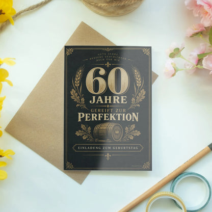 Edle Einladungskarten zum 60. Geburtstag für Männer mit Goldschrift|p:2013148|h:0d006be3d3f69bd45f20b5305b2be797