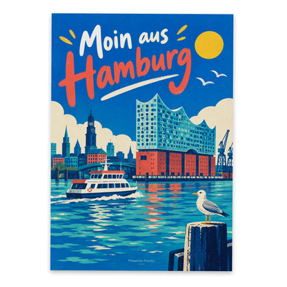 Herzliche Postkarte aus Hamburg mit Elbphilharmonie und Fähre|p:2013151|h:7026e04e35987f5a32b2a42695d0cd06
