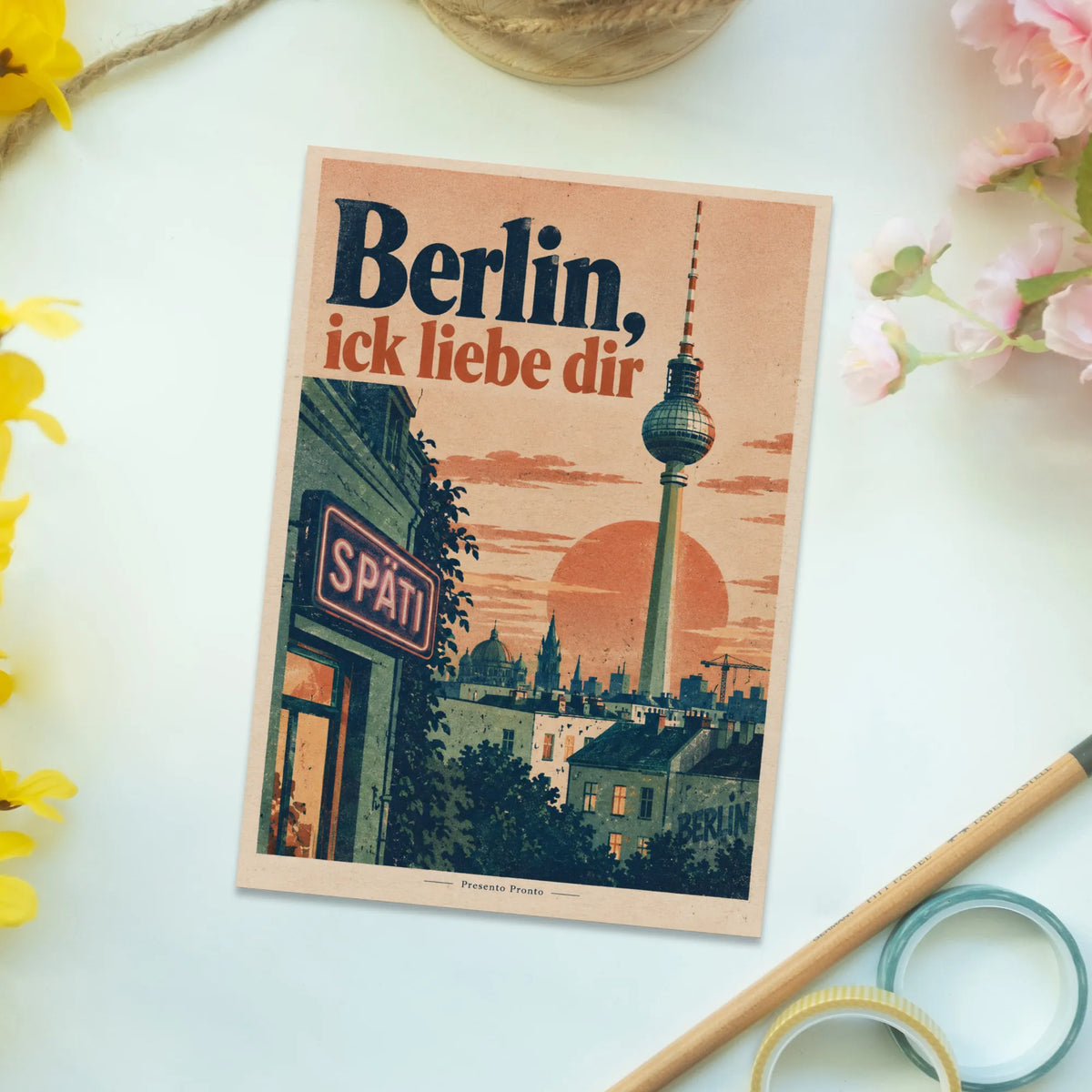 Lustige Postkarte Berlin mit Fernsehturm über Späti|p:2013171|h:30ea130cb98b52e26f12f2e3599b7962