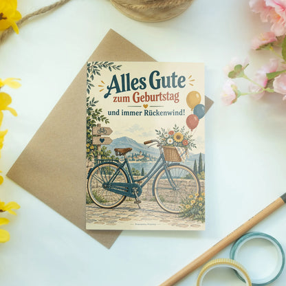 Herzliche Geburtstagskarte mit Vintage-Fahrrad für Radfahrer|p:2013180|h:323144731e9ae319ca4fc7da443a3471