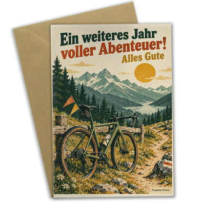 Abenteuerlustige Geburtstagskarte für Fahrradfahrer mit Gravelbike|p:2013183|h:1f72b9bcb2aee1dbd22471b52a90e5ef