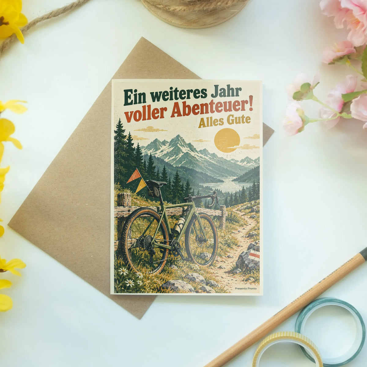 Abenteuerlustige Geburtstagskarte für Fahrradfahrer mit Gravelbike|p:2013183|h:2a104dbd952096052602444e8a3a1403