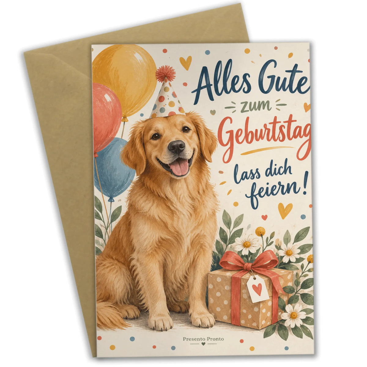 Fröhliche Geburtstagskarte für Hundefans mit Golden Retriever|p:2013190|h:22da7ffe083e5bb74c8f3dd5a409da78