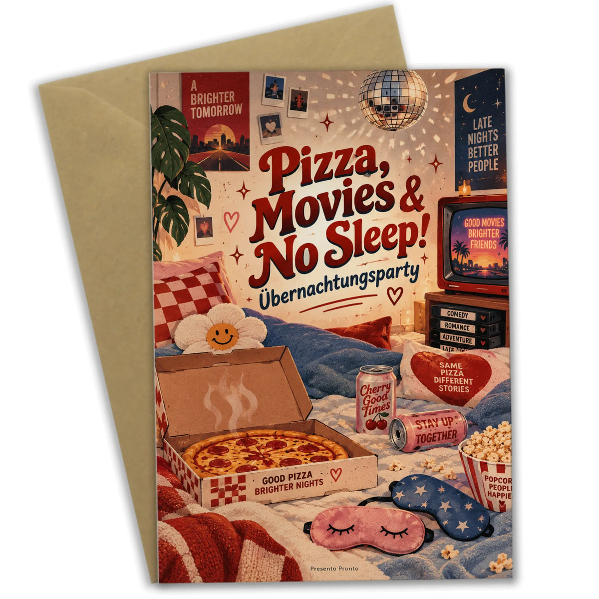 Lustige Einladungskarte zur Übernachtungsparty mit Pizzakarton|p:2013204|h:503f73aa43603092c232d232e6dbb246