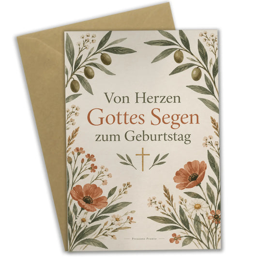 Besinnliche christliche Geburtstagskarte mit Olivenzweigen und Kreuz|p:2013212|h:53c47358bf0476ecda6fe7762e8d52f6