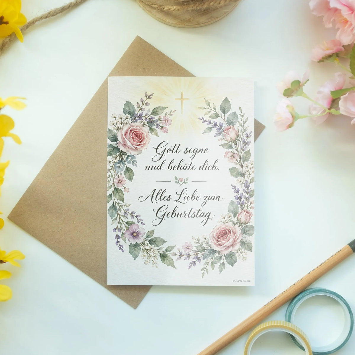 Segensreiche Christliche Geburtstagskarte mit Blumenkranz|p:2013213|h:2e24a65159d8ebc85ef10ca848a84416