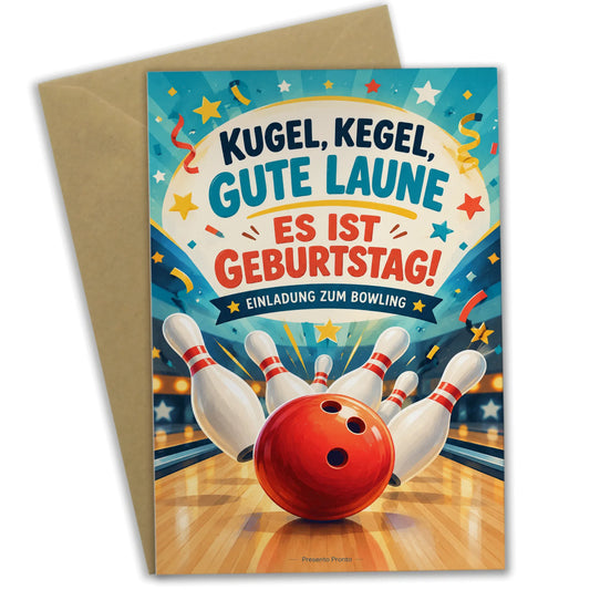 Lustige Einladungskarte zum Bowlinggeburtstag mit bunten Pins|p:2013234|h:3ea1730b3e54d8b1f9e491457f11c7fb