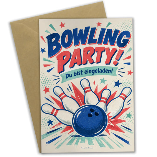 Lustige Einladungskarte zum Bowling mit Kugel und Pins|p:2013236|h:c8f80577a7c6309e27e8351f192651ca