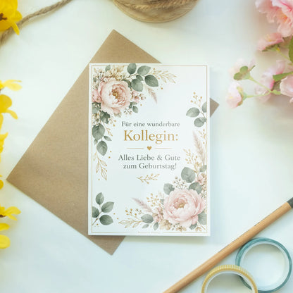 Elegante Geburtstagskarte für die Kollegin mit Eukalyptuszweigen|p:2013240|h:eae45483eeeff383d487386c4a530b9c