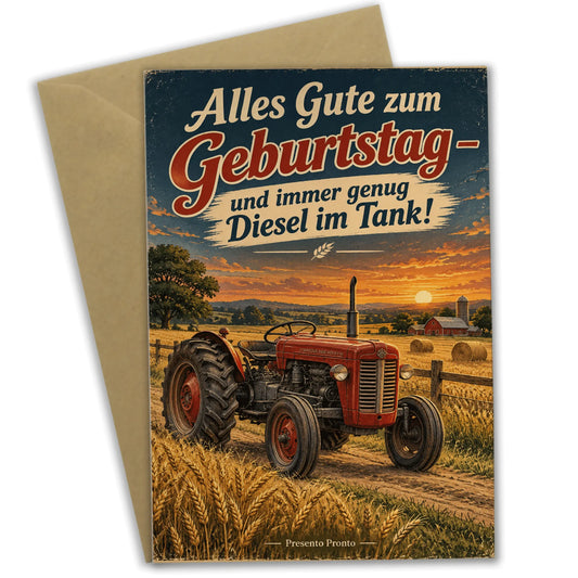 Lustige Geburtstagskarte mit rotem Traktor|p:2013244|h:3c915a3b4db045de94262ec93c673039