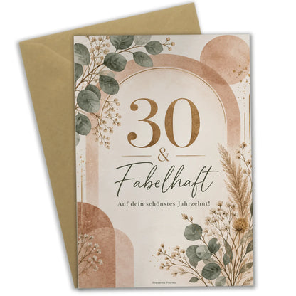 Elegante Geburtstagskarte für Frauen zum 30. mit Eukalyptus|p:2013265|h:041912aca37db46f893799a6daaea64c