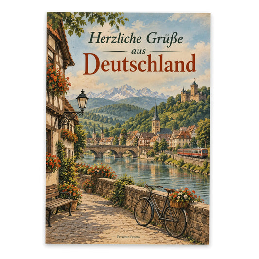 Herzliche Postkarte aus Deutschland für Urlaubsgrüße mit Fachwerkstadt|p:2013275|h:ce0c7be2c4675ad484c06b50fdf7c611