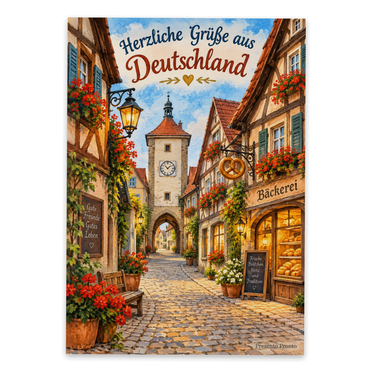 Herzliche Postkarte aus Deutschland mit Fachwerkstadt|p:2013278|h:8e7304ff95f33e8ecd1ff4b1bc9baef1