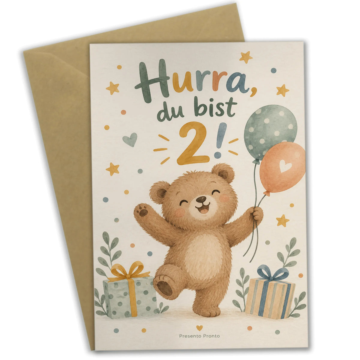 Süße Geburtstagskarte zum 2. Geburtstag mit Bär|p:2013280|h:f6e6abe7909434ad381b9bb9f130993d