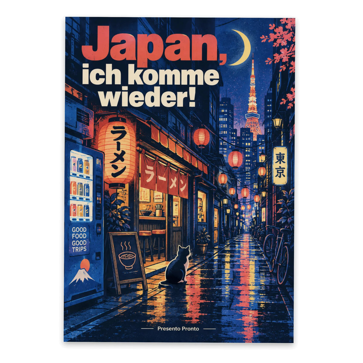 Stimmungsvolle Japan Postkarte mit Tokyo Gasse bei Nacht|p:2013287|h:a0f87f6d9a3cd351f693b776c33c8191