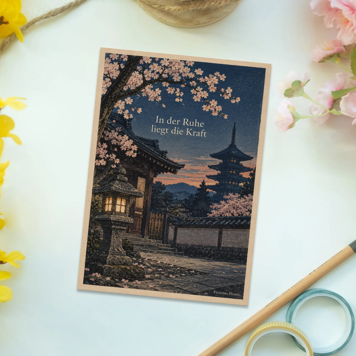Besinnliche Postkarte für Japanfans mit Steinlaterne|p:2013289|h:ab953a9cfbf0720356cc5d9387261e23