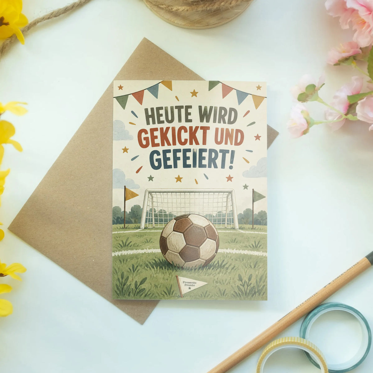 Sportliche Einladungskarten zum Fußball-Kindergeburtstag mit Lederfußball|p:2013299|h:7c1de95a9bb1dbbc1a6ed08c58463895