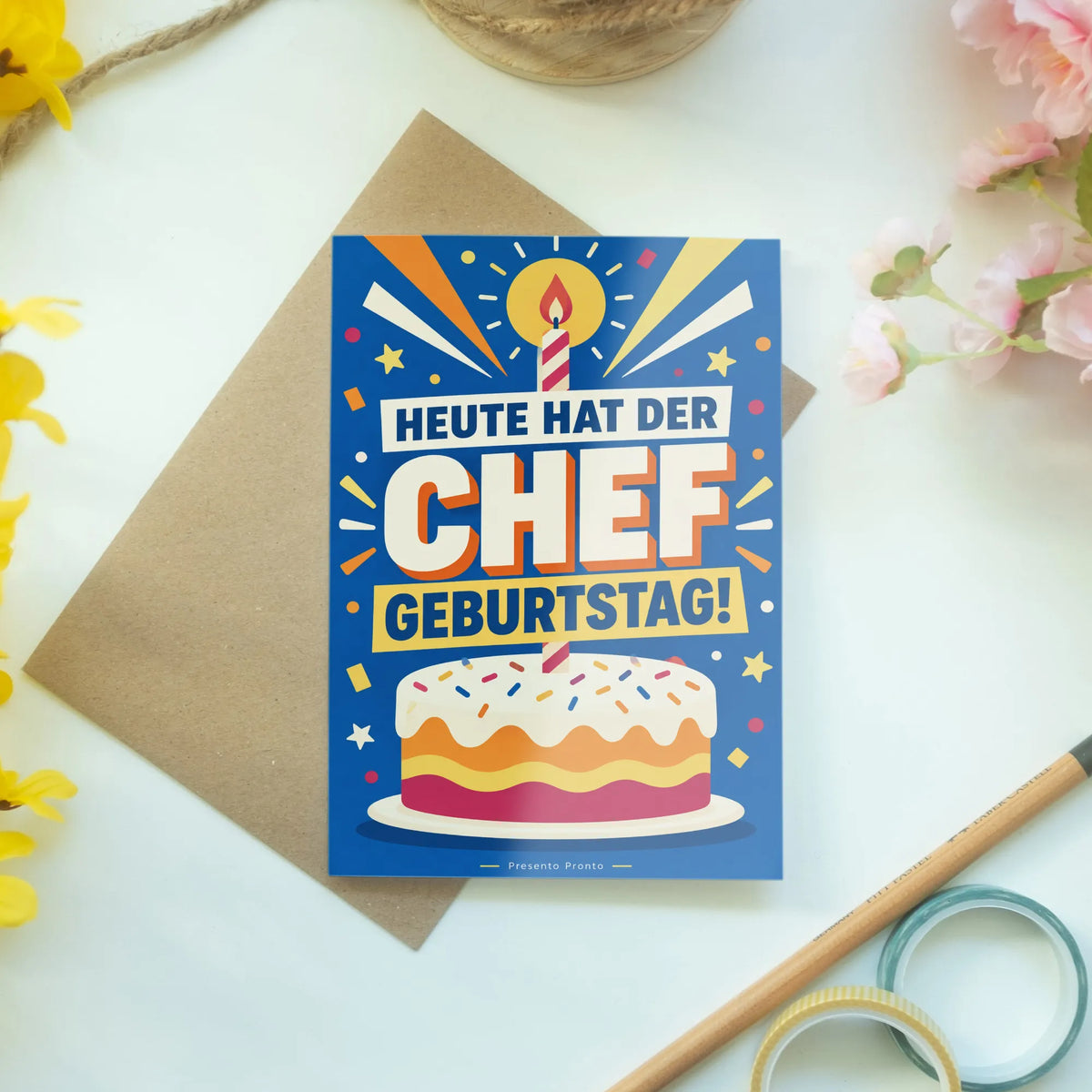 Lustige Geburtstagskarte für den Chef mit Geburtstagskerze|p:2013302|h:9876d218471d2c62788513eae2432a0b