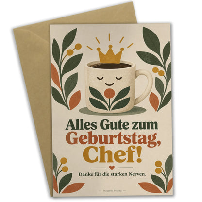 Lustige Geburtstagskarte für den Chef mit Kaffeetasse|p:2013303|h:fb6ca63332fb4809d30a97da442b09fa