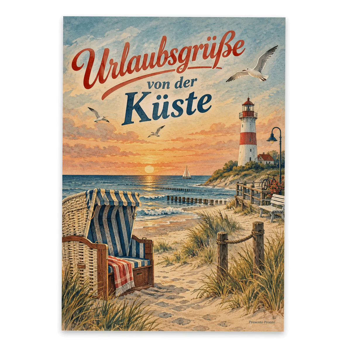 Nostalgische Postkarte für den Urlaub mit Strandkorb|p:2013308|h:2c456f0eaee44ec7d01d4ec503aa00cf