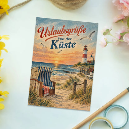 Nostalgische Postkarte für den Urlaub mit Strandkorb|p:2013308|h:68a0814a66a224dcb37084c83b5950c3