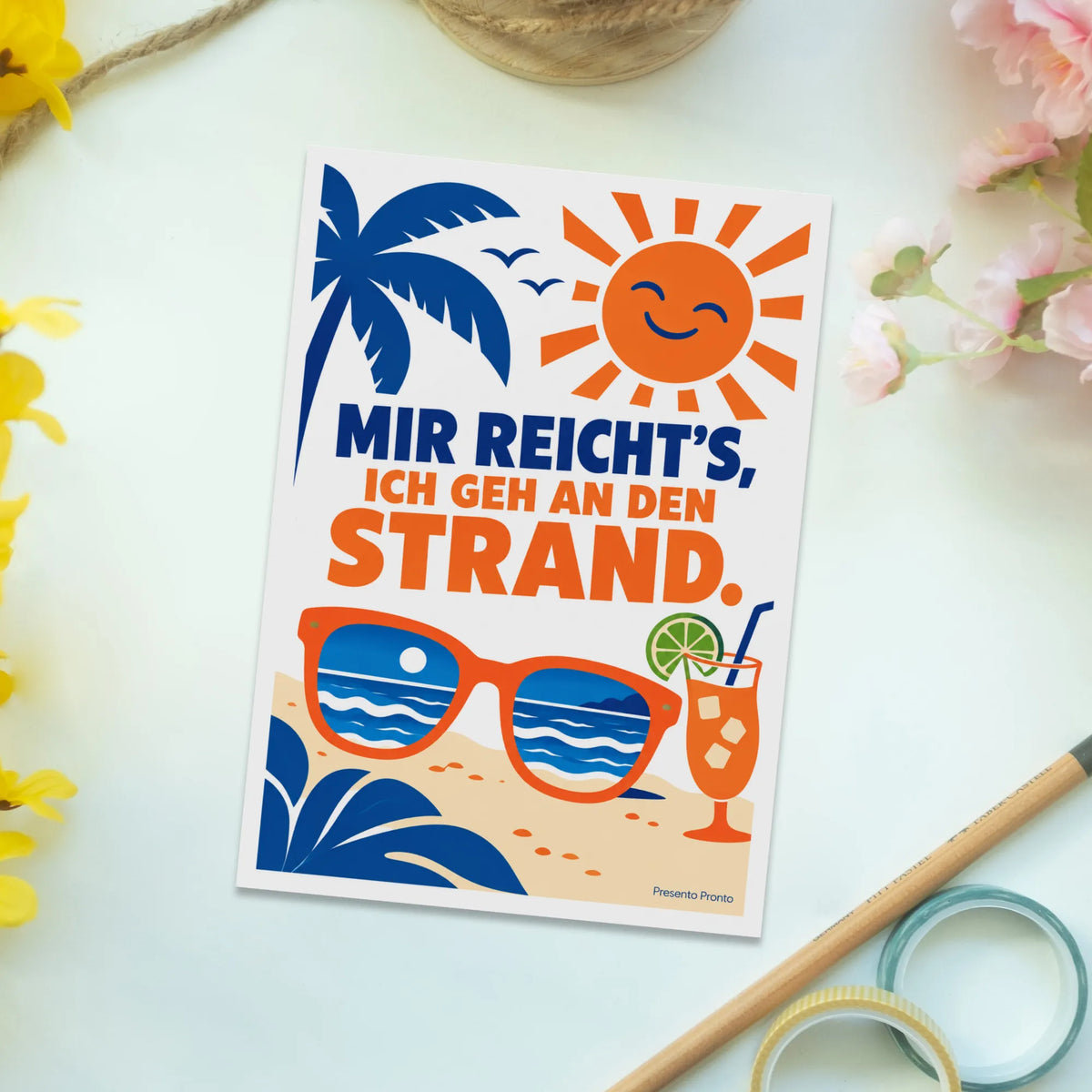 Lustige Postkarte für den Urlaub mit Sonnenbrille|p:2013310|h:af6cb9d1f44e026da52610c6c282390a